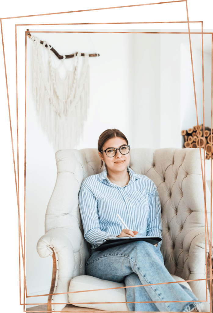 Female therapist smiling in her office chair