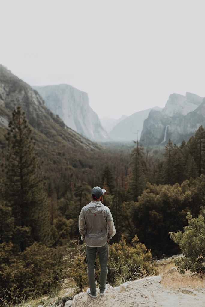 Hiker exploring nature reserve in California.